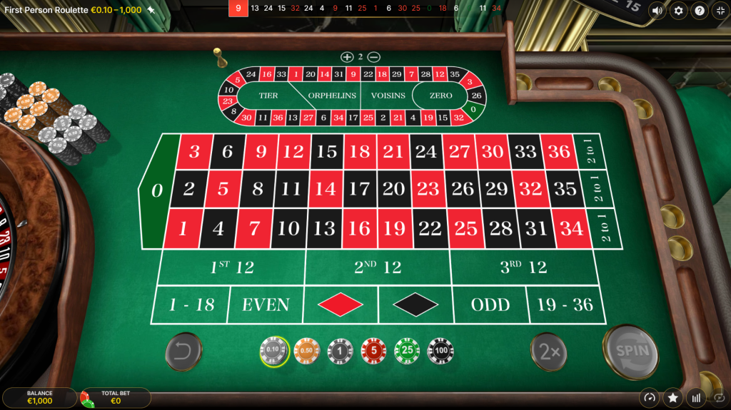 First Person Roulette various bets